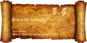 Bacsik Gergő névjegykártya